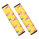 Pink And Blue Shark Pattern Print Car Seat Belt Covers
