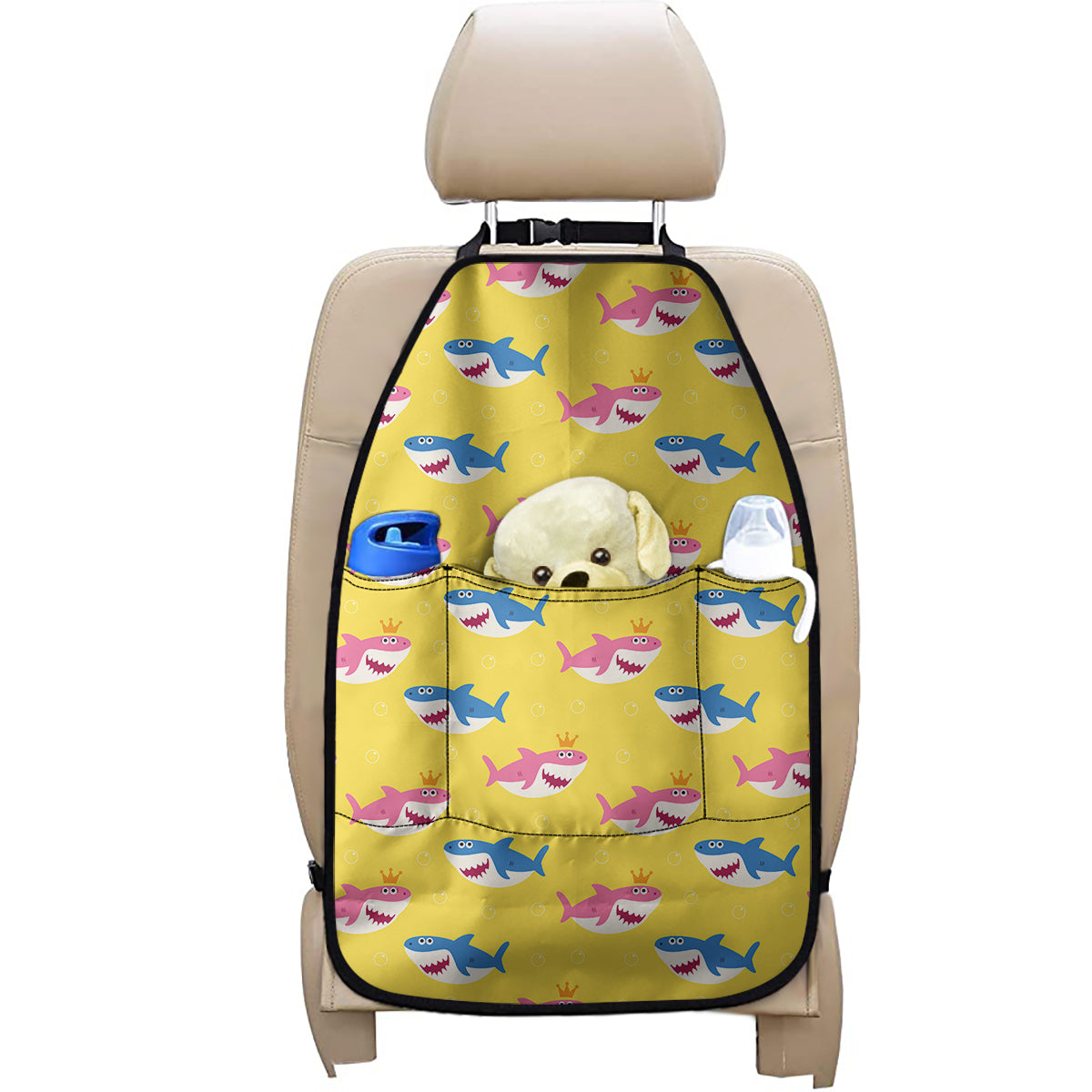 Pink And Blue Shark Pattern Print Car Seat Organizers