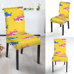 Pink And Blue Shark Pattern Print Dining Chair Slipcover