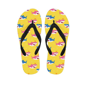 Pink And Blue Shark Pattern Print Flip Flops