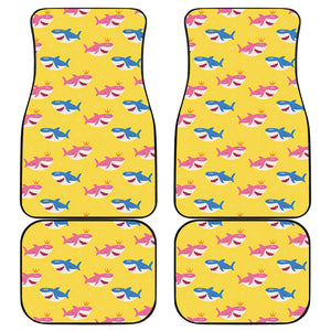 Pink And Blue Shark Pattern Print Front and Back Car Floor Mats