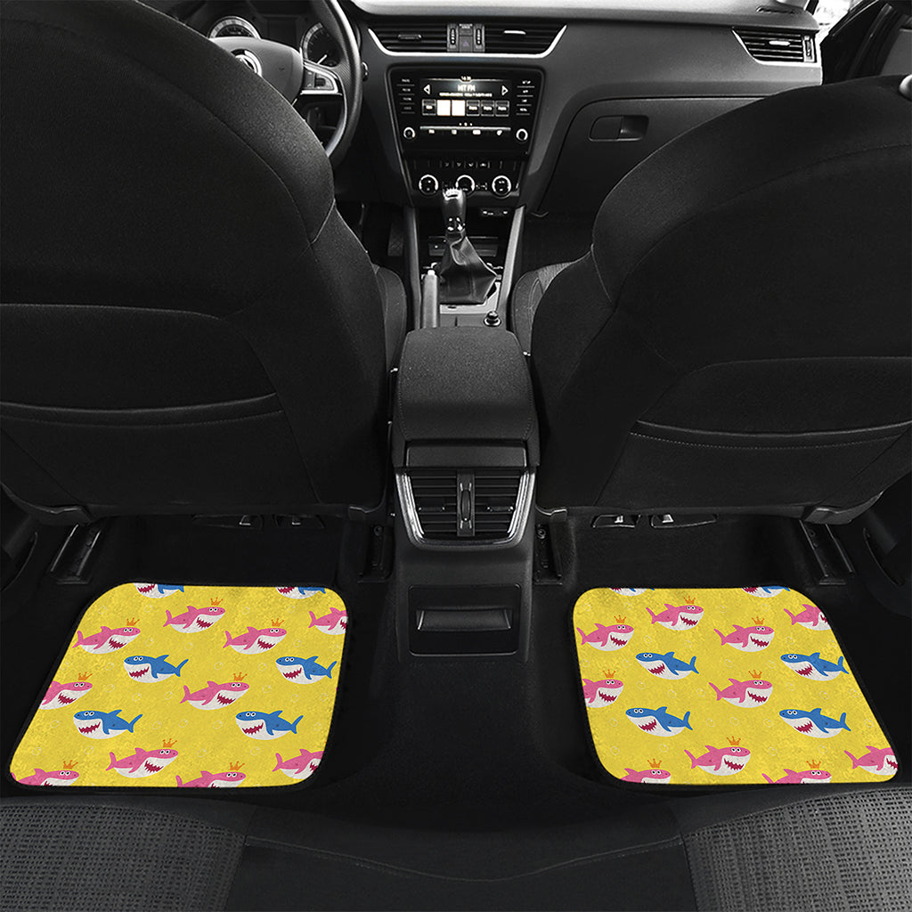 Pink And Blue Shark Pattern Print Front and Back Car Floor Mats