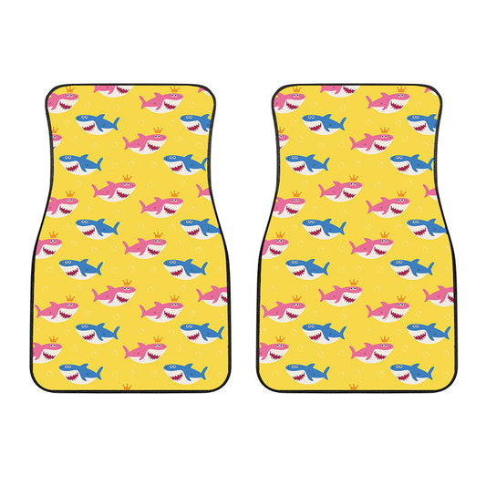 Pink And Blue Shark Pattern Print Front Car Floor Mats