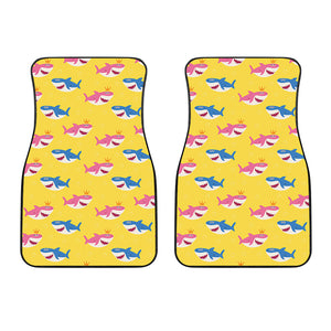 Pink And Blue Shark Pattern Print Front Car Floor Mats