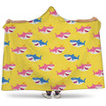 Pink And Blue Shark Pattern Print Hooded Blanket