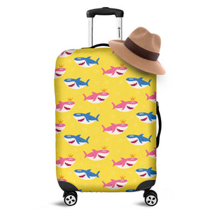 Pink And Blue Shark Pattern Print Luggage Cover