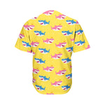 Pink And Blue Shark Pattern Print Men's Baseball Jersey