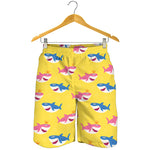 Pink And Blue Shark Pattern Print Men's Shorts