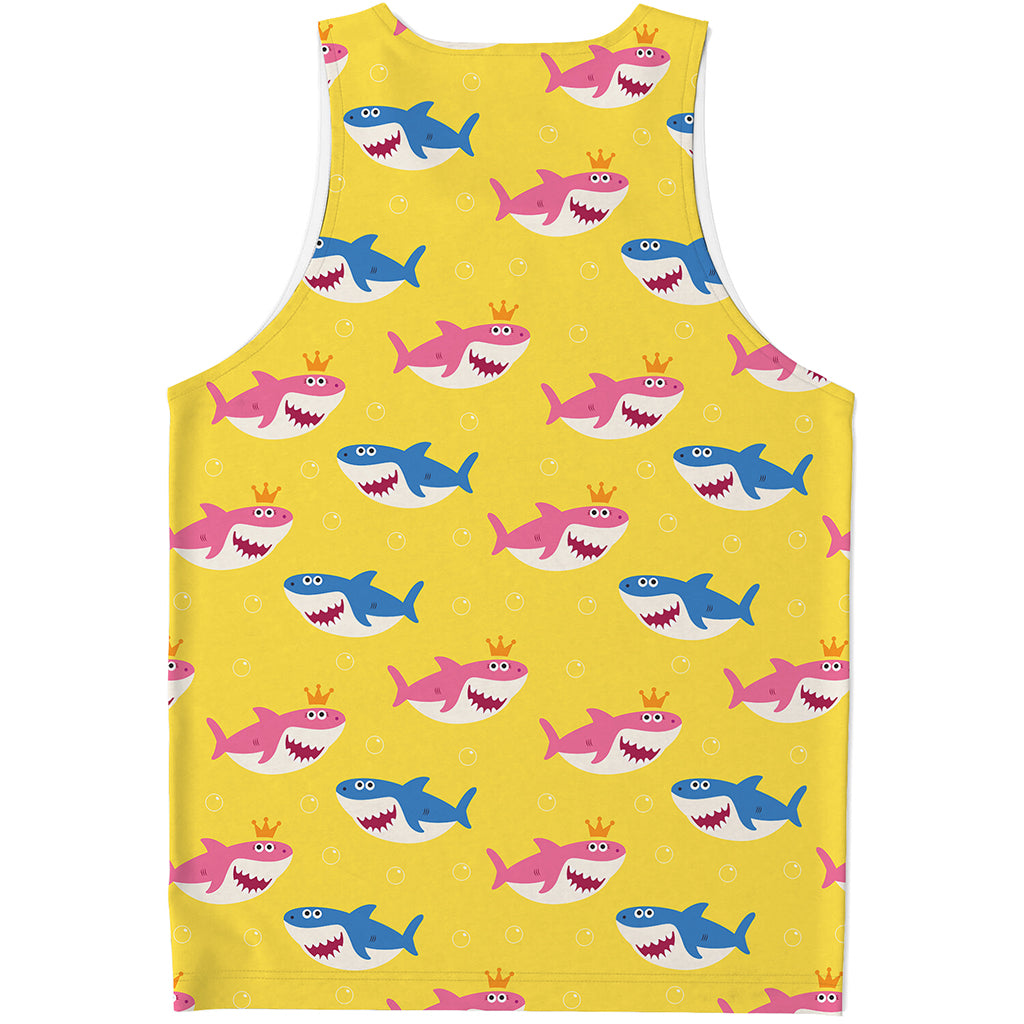 Pink And Blue Shark Pattern Print Men's Tank Top