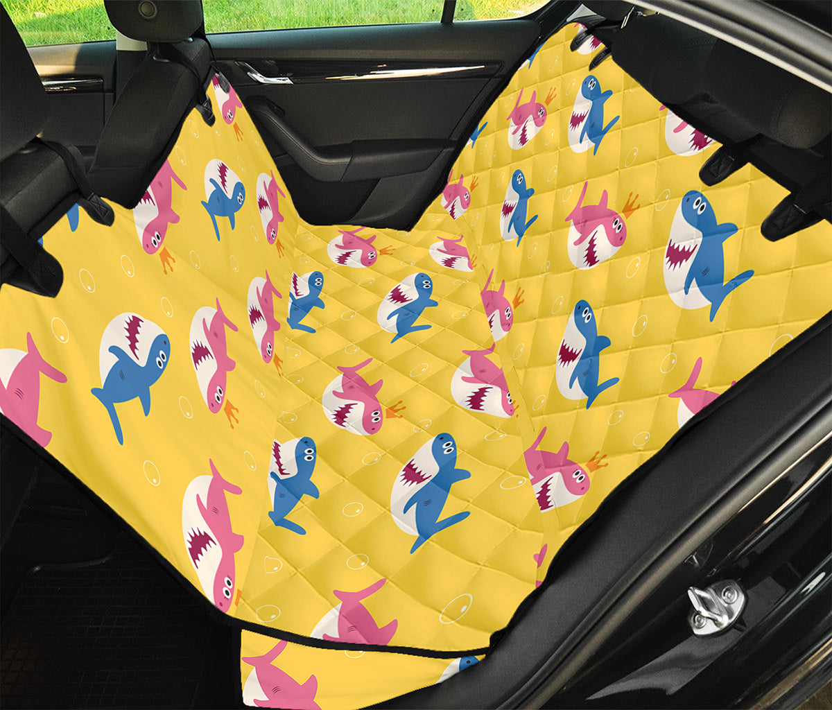 Pink And Blue Shark Pattern Print Pet Car Back Seat Cover