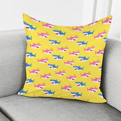 Pink And Blue Shark Pattern Print Pillow Cover