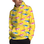 Pink And Blue Shark Pattern Print Pullover Hoodie