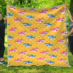 Pink And Blue Shark Pattern Print Quilt