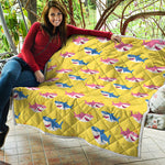 Pink And Blue Shark Pattern Print Quilt
