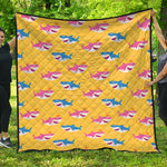 Pink And Blue Shark Pattern Print Quilt