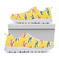 Pink And Blue Shark Pattern Print White Running Shoes