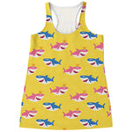 Pink And Blue Shark Pattern Print Women's Racerback Tank Top