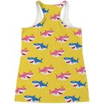 Pink And Blue Shark Pattern Print Women's Racerback Tank Top