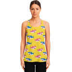 Pink And Blue Shark Pattern Print Women's Racerback Tank Top