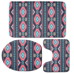 Pink And Blue Southwestern Pattern Print 3 Piece Bath Mat Set