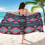 Pink And Blue Southwestern Pattern Print Beach Sarong Wrap