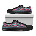 Pink And Blue Southwestern Pattern Print Black Low Top Sneakers
