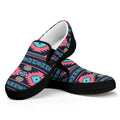 Pink And Blue Southwestern Pattern Print Black Slip On Sneakers