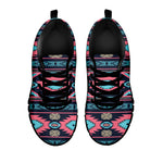 Pink And Blue Southwestern Pattern Print Black Sneakers