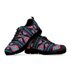 Pink And Blue Southwestern Pattern Print Black Sneakers