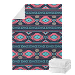 Pink And Blue Southwestern Pattern Print Blanket