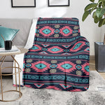 Pink And Blue Southwestern Pattern Print Blanket