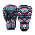 Pink And Blue Southwestern Pattern Print Boxing Gloves