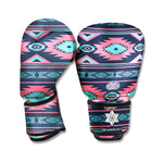 Pink And Blue Southwestern Pattern Print Boxing Gloves