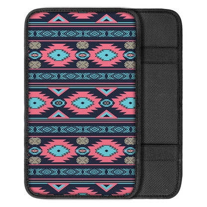 Pink And Blue Southwestern Pattern Print Car Center Console Cover