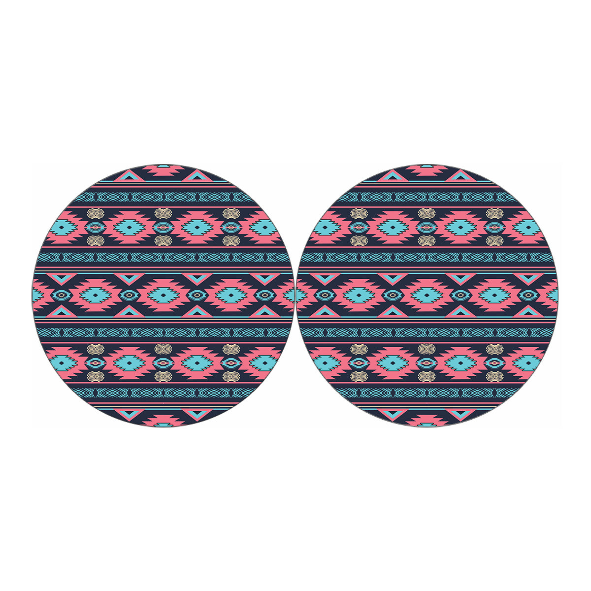 Pink And Blue Southwestern Pattern Print Car Coasters