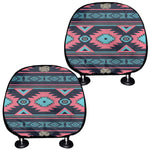 Pink And Blue Southwestern Pattern Print Car Headrest Covers