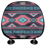 Pink And Blue Southwestern Pattern Print Car Headrest Covers