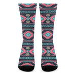 Pink And Blue Southwestern Pattern Print Crew Socks