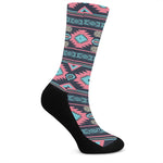 Pink And Blue Southwestern Pattern Print Crew Socks