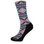 Pink And Blue Southwestern Pattern Print Crew Socks