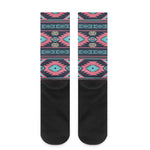 Pink And Blue Southwestern Pattern Print Crew Socks