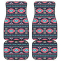 Pink And Blue Southwestern Pattern Print Front and Back Car Floor Mats