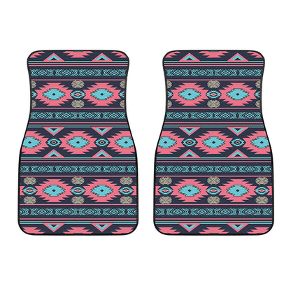 Pink And Blue Southwestern Pattern Print Front Car Floor Mats