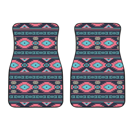 Pink And Blue Southwestern Pattern Print Front Car Floor Mats