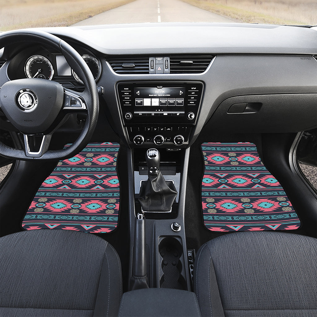 Pink And Blue Southwestern Pattern Print Front Car Floor Mats