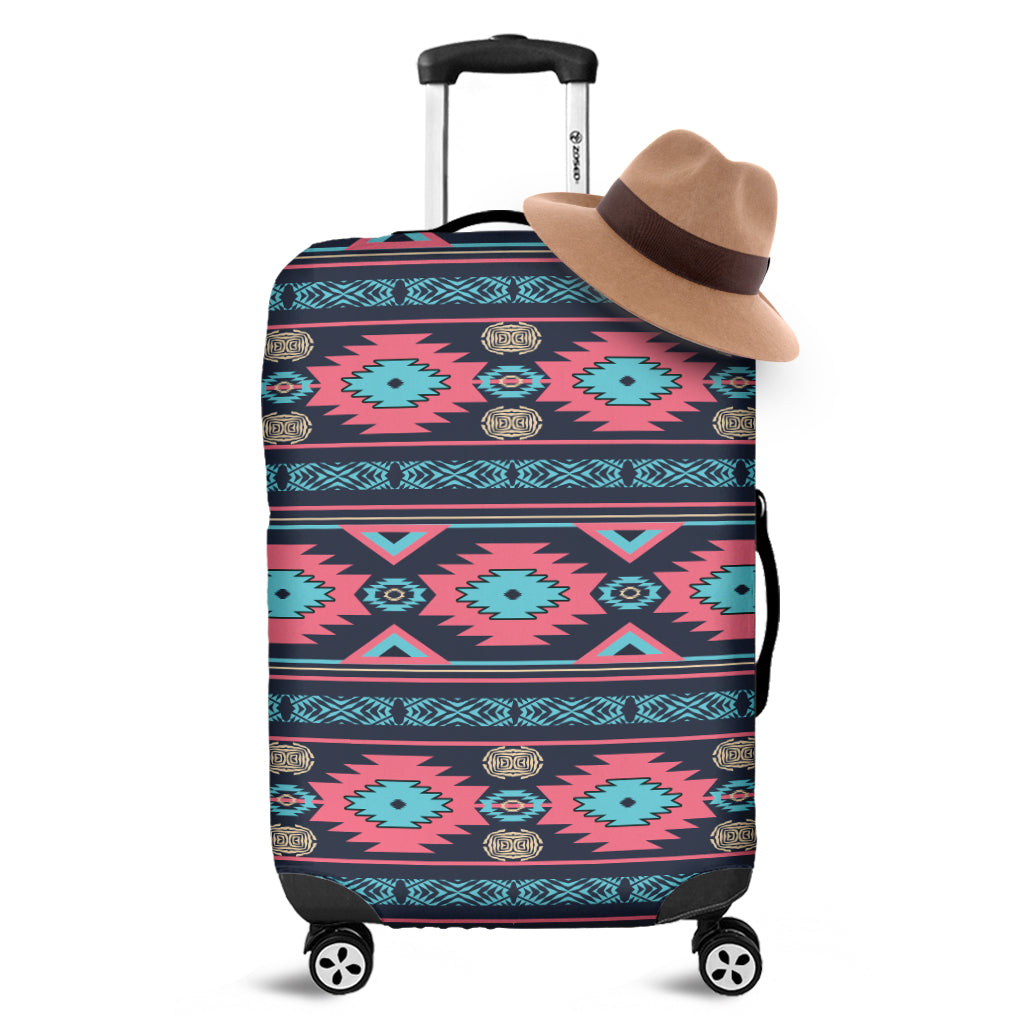 Pink And Blue Southwestern Pattern Print Luggage Cover