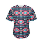 Pink And Blue Southwestern Pattern Print Men's Baseball Jersey