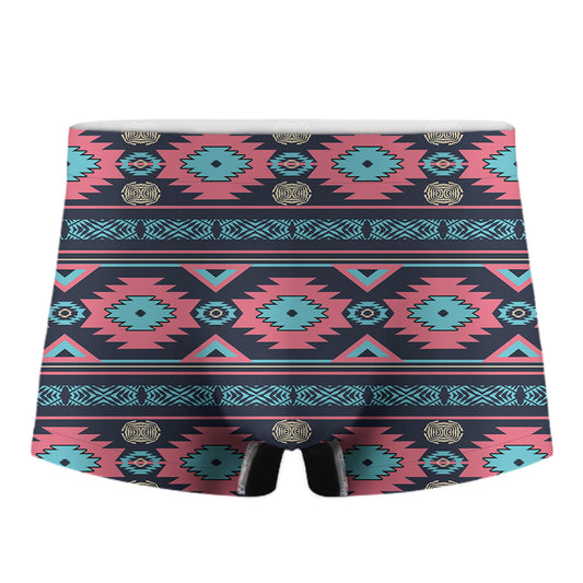 Pink And Blue Southwestern Pattern Print Men's Boxer Briefs