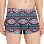 Pink And Blue Southwestern Pattern Print Men's Boxer Briefs