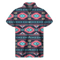 Pink And Blue Southwestern Pattern Print Men's Short Sleeve Shirt
